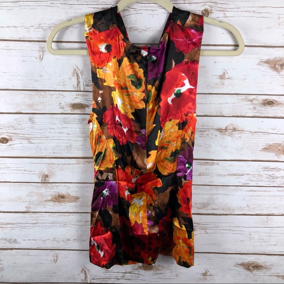 Cache bright floral silk blend sleeveless top - Picture 6 of 8